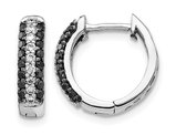 1/2 Carat (ctw) Black and White Diamond Hoop Earrings in 14K White Gold